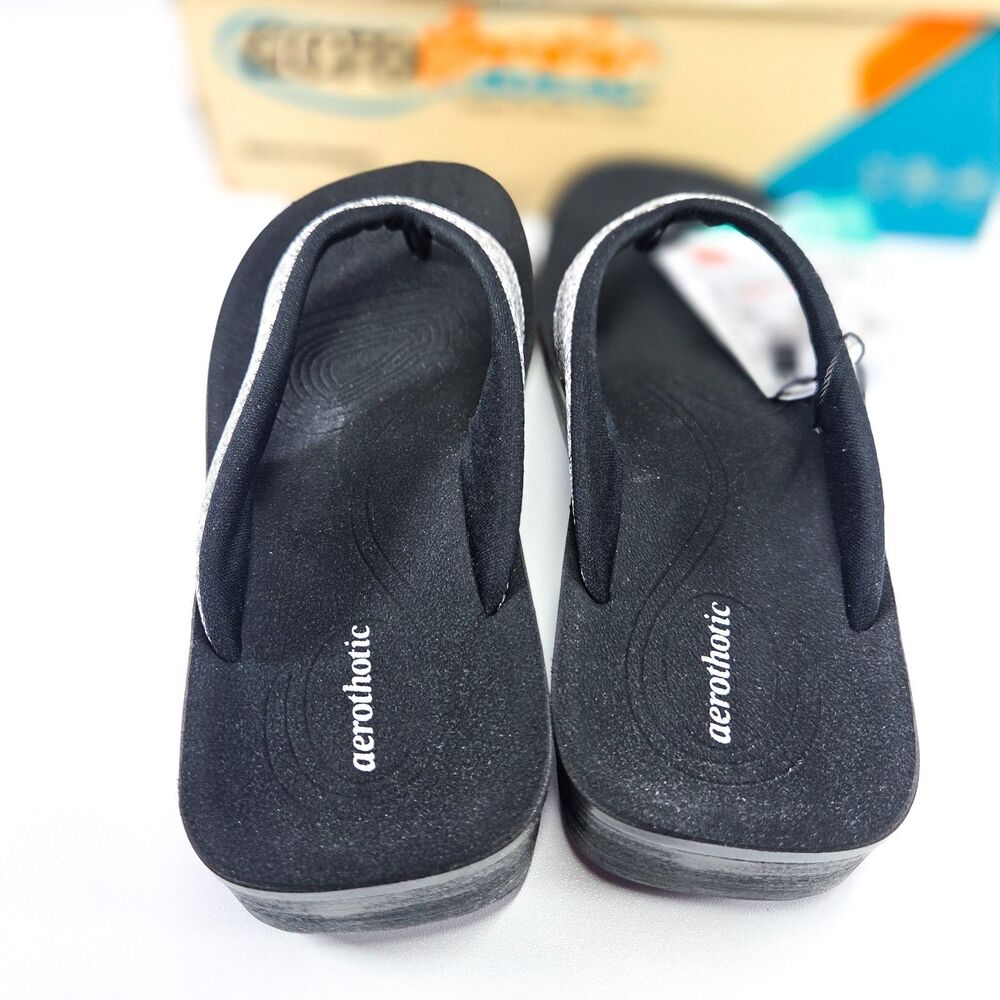 Aerothotic Mellow Vibe Arch Support Flip Flops Black Women’s Size 6 - Picture 2 of 6